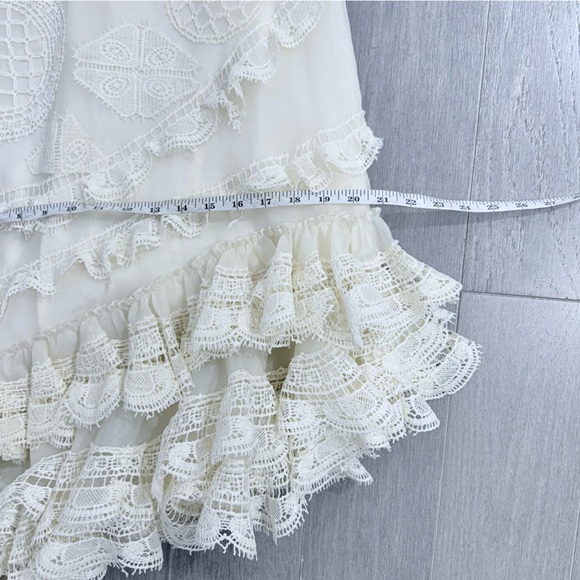 Geisha Designs Anthropology Square Neck Ruffled Asymmetrical Lace Dress S - Picture 15 of 16